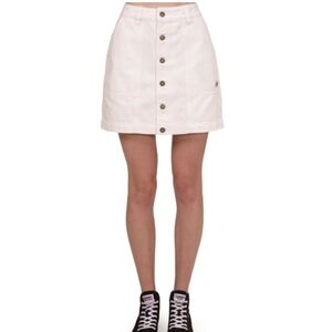 LOFT White Button-Front Mini Skirt